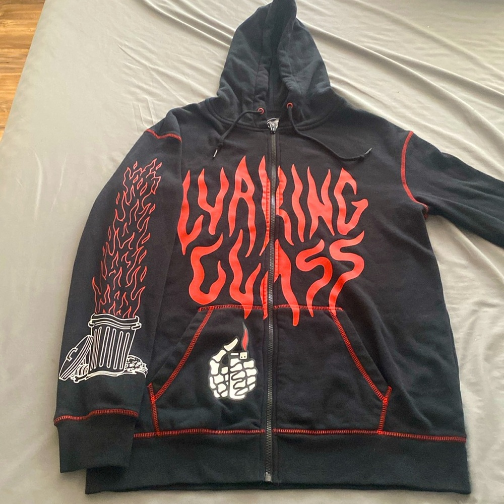 Lurking Class dumpster fire zip up hoodie